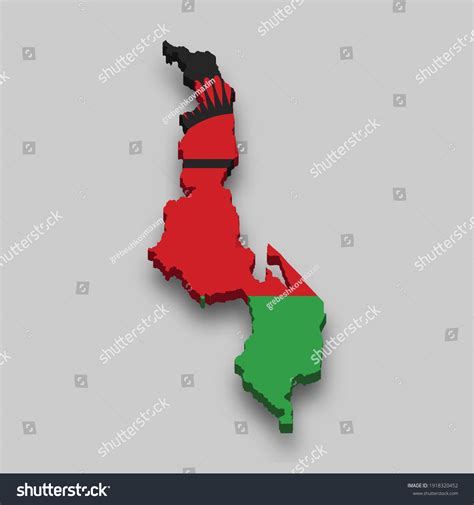 3d Isometric Map Of Malawi With National Flag Royalty Free Stock