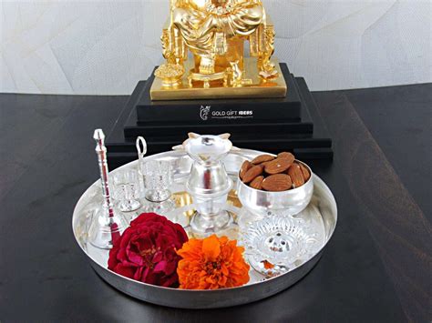 Goldgiftideas Inch Kalash And Inch Silver Plated Pooja Thali Set