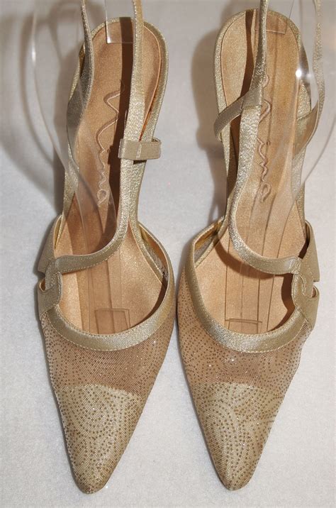 Gold Satin Pumps Strapy Slingbacks Size 8 Womens Gold Satin Etsy