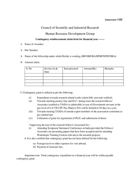 Fillable Online Contingency Reimbursement Claim Form Fax Email