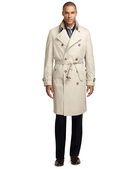 Lyst Brooks Brothers Double Breasted Khaki Trench In Natural For Men