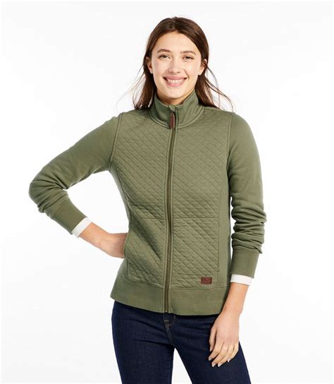 Womens Quilted Full Zip Sweatshirt In 2020 Sweatshirts Sweaters For