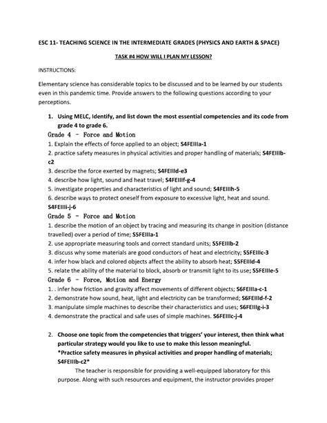 Teaching Science IN THE Intermediate Grades ESC 11 TEACHING SCIENCE