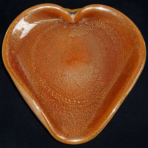 Seguso Vetri D Arte Murano Gold Fleck Caramel Italian Art Glass Heart