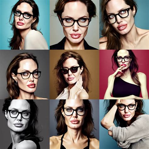 Photo Of Angelina Jolie Wearing Warby Parker Glasses Stable Diffusion