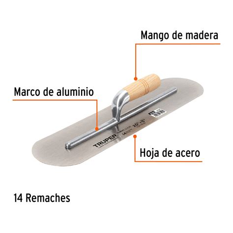 Llana Canto Redondo X Con Mango De Madera Truper Llanas