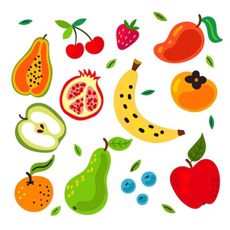 Conjunto De Frutas Sabrosas Dibujadas A Mano Vector Gratis