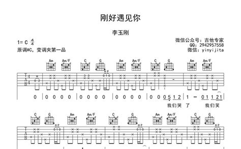 李玉刚《刚好遇见你》吉他谱c调吉他弹唱谱 打谱啦