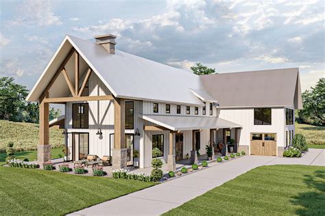 Bedroom Modern Farmhouse Barndominium With Large Bonus Room Over