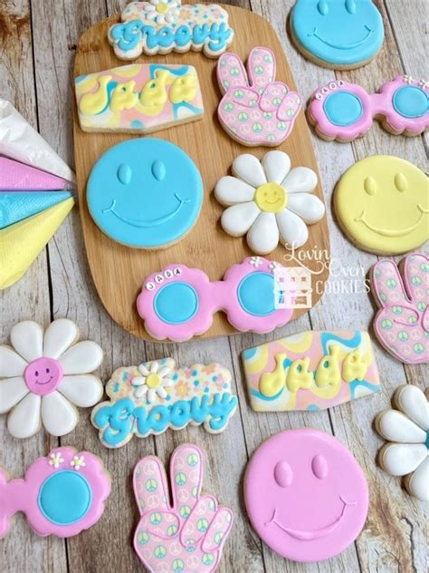 Two Groovy Decorated Sugar Cookies One Dozen Birthday Etsy