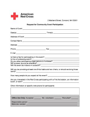 Fillable Online Redcross Event Request Form American Red Cross