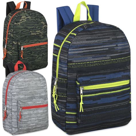 Wholesale 17" Boy's Basic Backpacks - 4 Assorted Printed