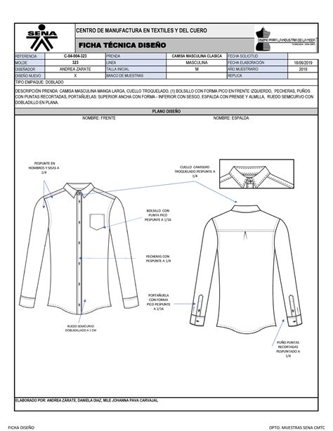 Fichas Tecnicas Sena Referencia Molde Dise Ador Dise O