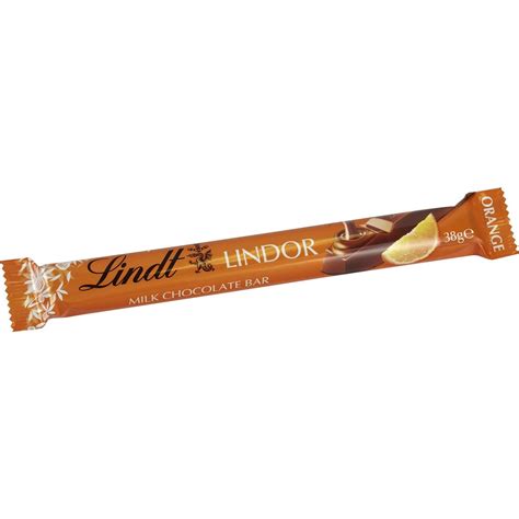 Lindt Lindor Milk Chocolate Orange Bar 38g Woolworths