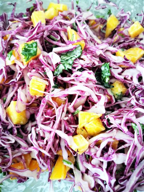 Red Cabbage And Mango Slaw Cre At Home