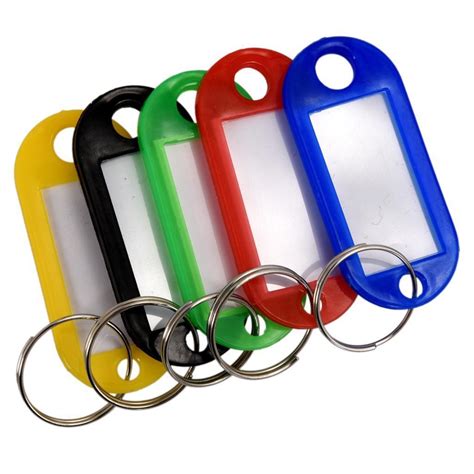 Key Tags Plastic ID KeyTags Name Label Key Ring Fob Tag Assorted