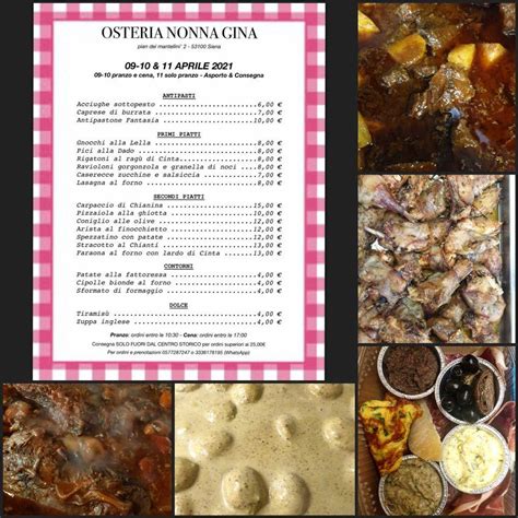 Speisekarte Von Osteria Nonna Gina Restaurant Siena 127449 Hot Sex