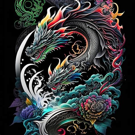 Premium AI Image | Stylish dragon tattoo design Generative AI