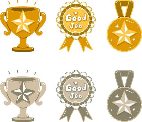 Medals Set Vector Gold And Silver Color 27197357 Vector Art At Vecteezy