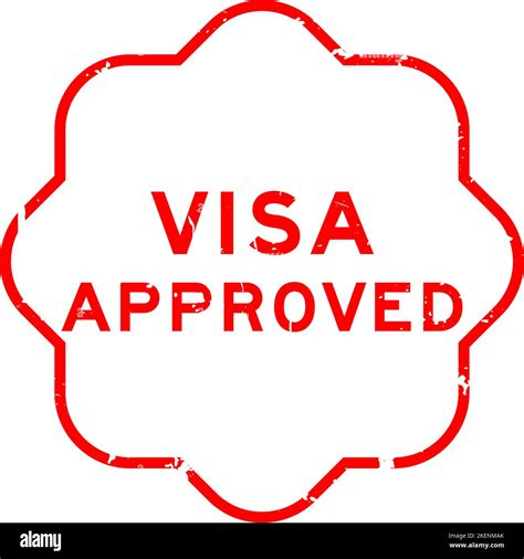 Grunge Red Visa Approved Word Rubber Seal Stamp On White Background