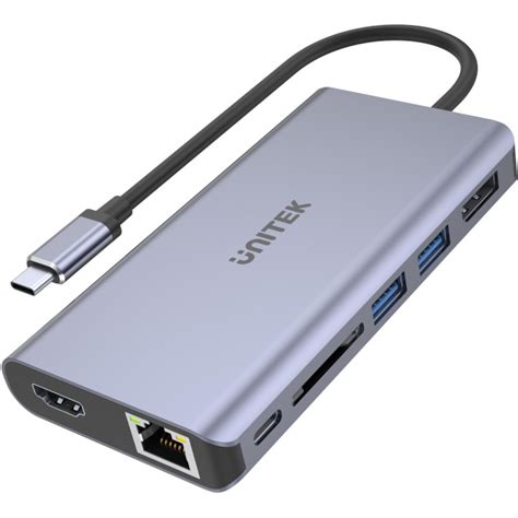 Adapter Unitek D1056a Hub Usb C 2x Usb 31 Hdmi Dp Rj45 Czytniksd