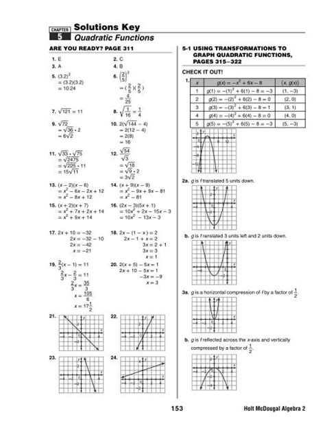 9 1 Study Guide And Intervention Graphing Quadratic Functions Answers