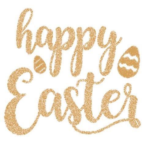 The Words Happy Easter Written In Gold Glitter On A White Background