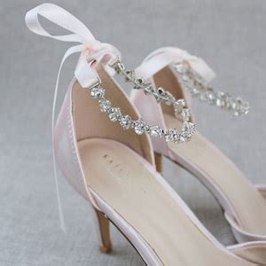 Dusty Pink Satin Pointy Toe HEELS With Amaryllis Crystal Strap Wedding