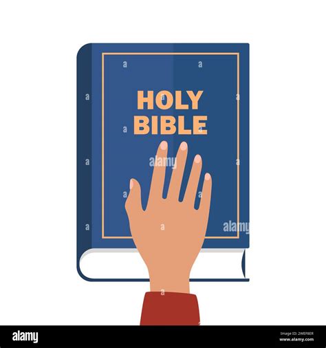 Human Hand On The Bible Oath Concept Flat Style Vector Illustration