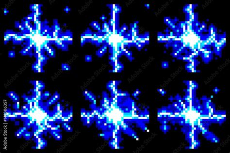 Pixel Art Video Game Electrical Discharge Animation Frames Vector De