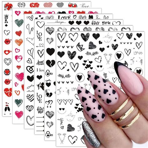 Valentines Day Nail Art Stickers Heart Nail Decals 3d