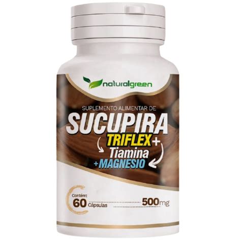 Sucupira Tiamina Magnésio 60 cápsulas de 500 mg Natural green em