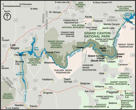 Map Of Arizona Map Of Grand Canyon National Park Worldofmaps Net