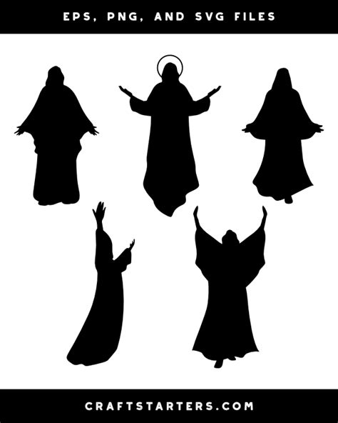 Jesus with Open Arms Silhouette Clip Art