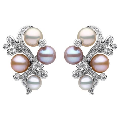 Yoko London Pink Freshwater Akoya Pearl And Diamond Earrings 18 Karat