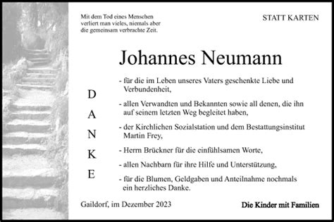 Traueranzeigen Von Johannes Neumann S Dwest Presse Trauer