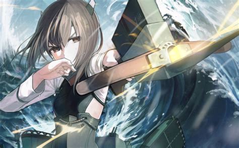 Anthropomorphism Bow Weapon Brown Eyes Brown Hair Kantai Collection