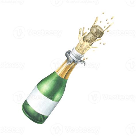 A Glass Bottle With Champagne Flying Out With A Cork Splashes And