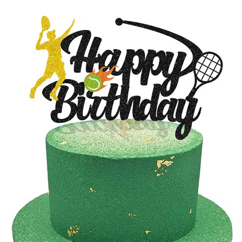 Buy Kapokku Glitter Happy Birthday Sign Tennis Cake Topper For Tennis