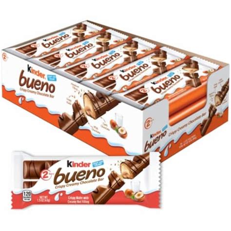 Kinder Bueno Milk Chocolate and Hazelnut Cream, 1.5 oz each, Bulk 20 ...