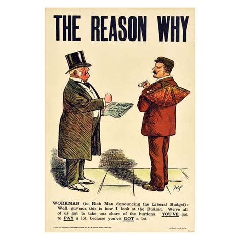 Original Antique Political Poster Liberals Budget Tax Reason Why Worker