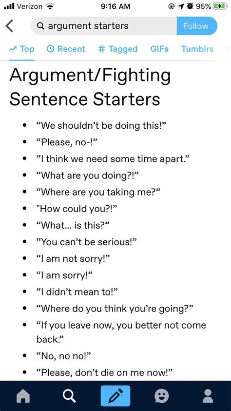 Argument Fighting Sentence Starters Writing Dialogue Prompts Essay