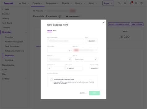 Importing Sage Intacct Purchase Orders Forecast