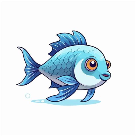 Premium Vector Cute Blue Fish Vector Illustration