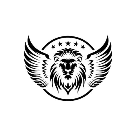 Premium Vector | Lion head with eagle wings