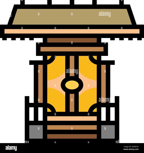 Kamidana Household Shrine Shintoism Color Icon Vector Illustration