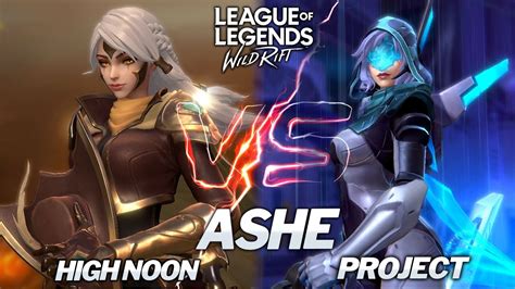 High Noon Ashe Vs Project Ashe Skins Comparison Wild Rift Youtube