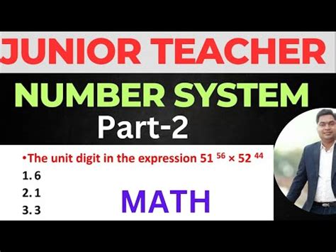 Number System Part Junior Teacher Recruitment Junior Teacher