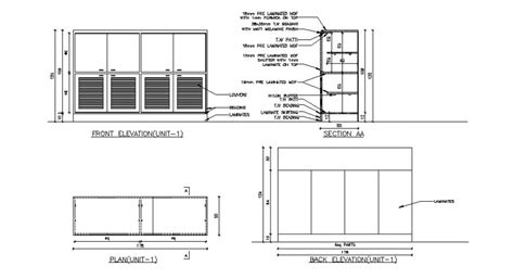 Wardrobe Elevation Section Plan And Auto Cad Details Dwg File