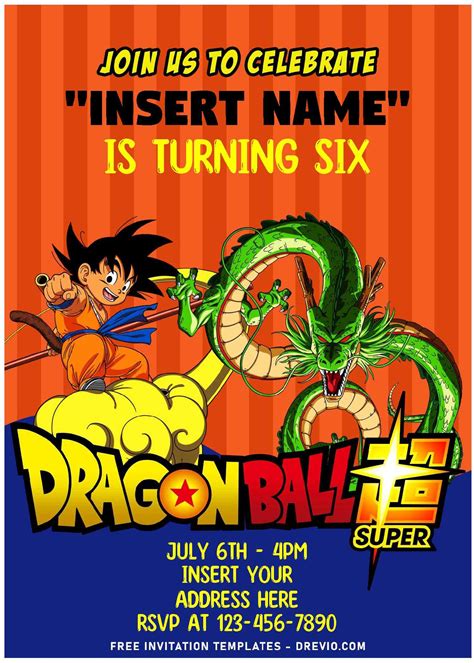 Free Editable PDF Ultimate Dragon Ball Z Birthday Invitation